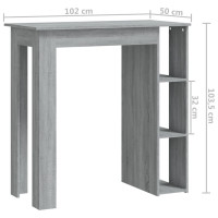 Miniatyr av produktbild för Barbord med hylla grå 102x50x103,5 cm konstruerat trä