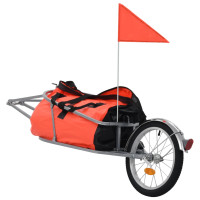 Produktbild för Cykelvagn för bagage med väska orange och svart