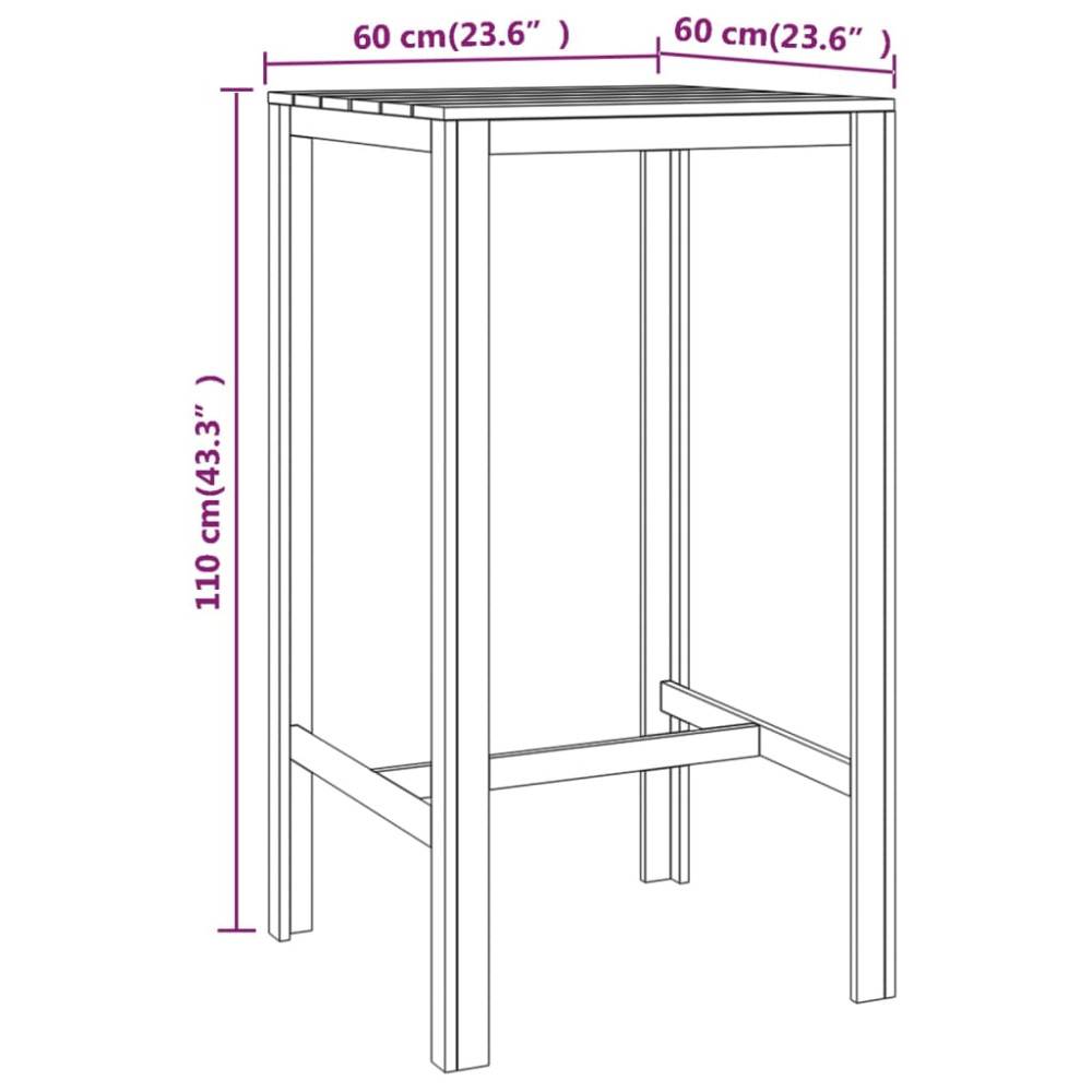 Produktbild för Barbord 60x60x110 cm impregnerad furu