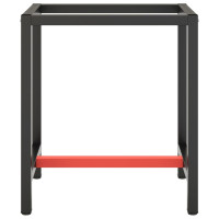 Miniatyr av produktbild för Ram för arbetsbänk matt svart och matt röd 70x50x79 cm metall