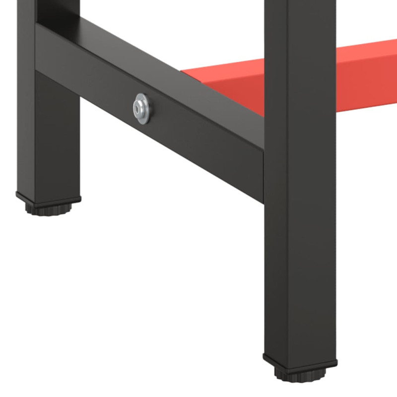 Produktbild för Ram för arbetsbänk matt svart och matt röd 70x50x79 cm metall
