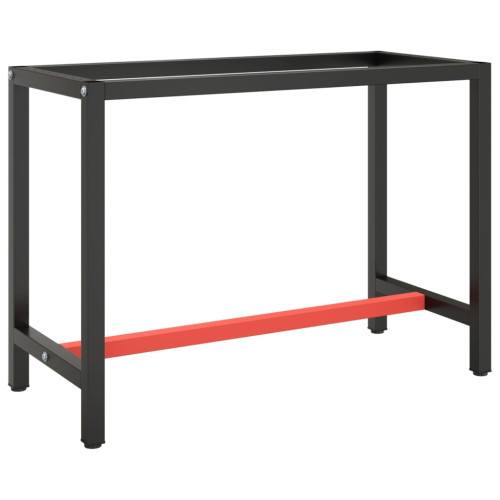 vidaXL Ram för arbetsbänk matt svart och matt röd 110x50x79 cm metall