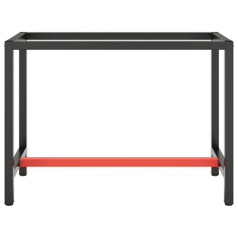 Produktbild för Ram för arbetsbänk matt svart och matt röd 110x50x79 cm metall