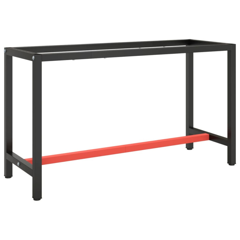Produktbild för Ram för arbetsbänk matt svart och matt röd 140x50x79 cm metall
