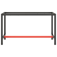 Miniatyr av produktbild för Ram för arbetsbänk matt svart och matt röd 140x50x79 cm metall