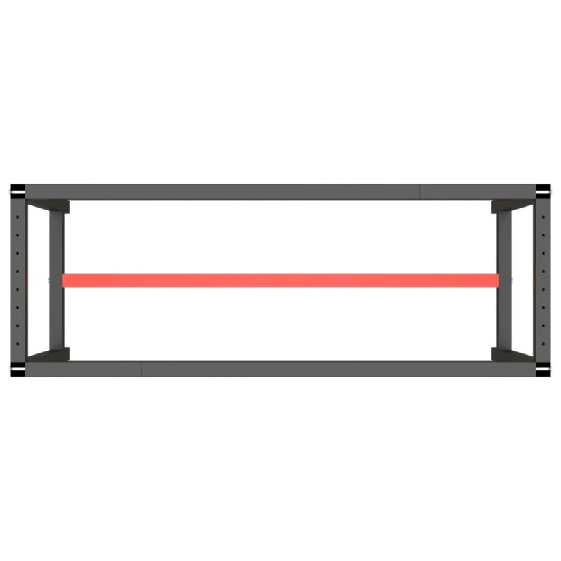 Produktbild för Ram för arbetsbänk matt svart och matt röd 140x50x79 cm metall