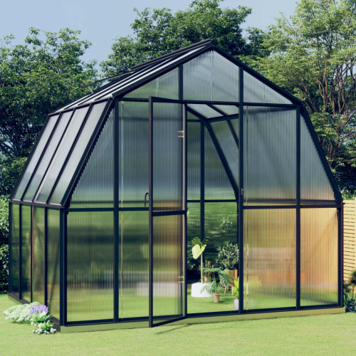 vidaXL Växthus med basram antracit 6,66 m² aluminium