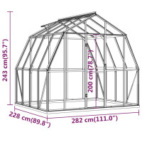 Miniatyr av produktbild för Växthus med basram antracit 6,43 m² aluminium