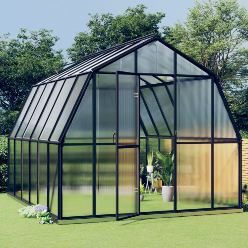 vidaXL Växthus med basram antracit 9,98 m² aluminium
