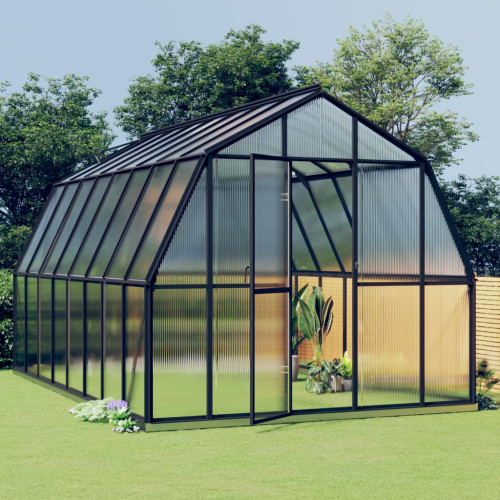 vidaXL Växthus med basram antracit 13,31 m² aluminium