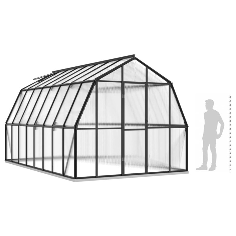 Produktbild för Växthus med basram antracit 12,63 m² aluminium