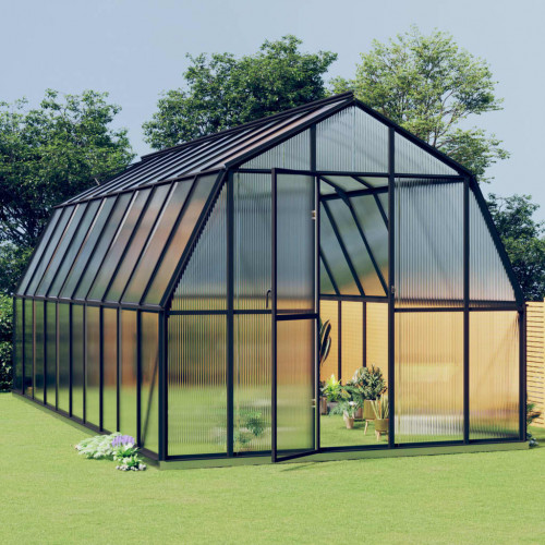 vidaXL Växthus med basram antracit 16,64 m² aluminium
