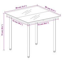 Produktbild för Trädgårdsbord svart 80x80x74 cm stål och glas