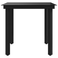 Produktbild för Trädgårdsbord svart 80x80x74 cm stål och glas