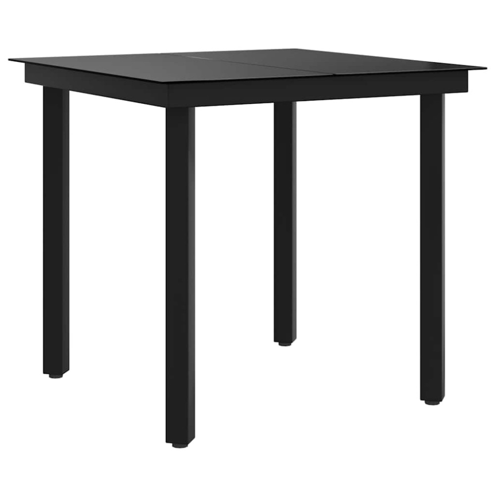 Produktbild för Trädgårdsbord svart 80x80x74 cm stål och glas