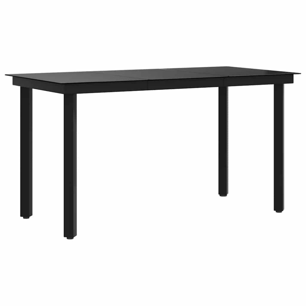 Produktbild för Trädgårdsbord svart 140x70x74 cm stål och glas