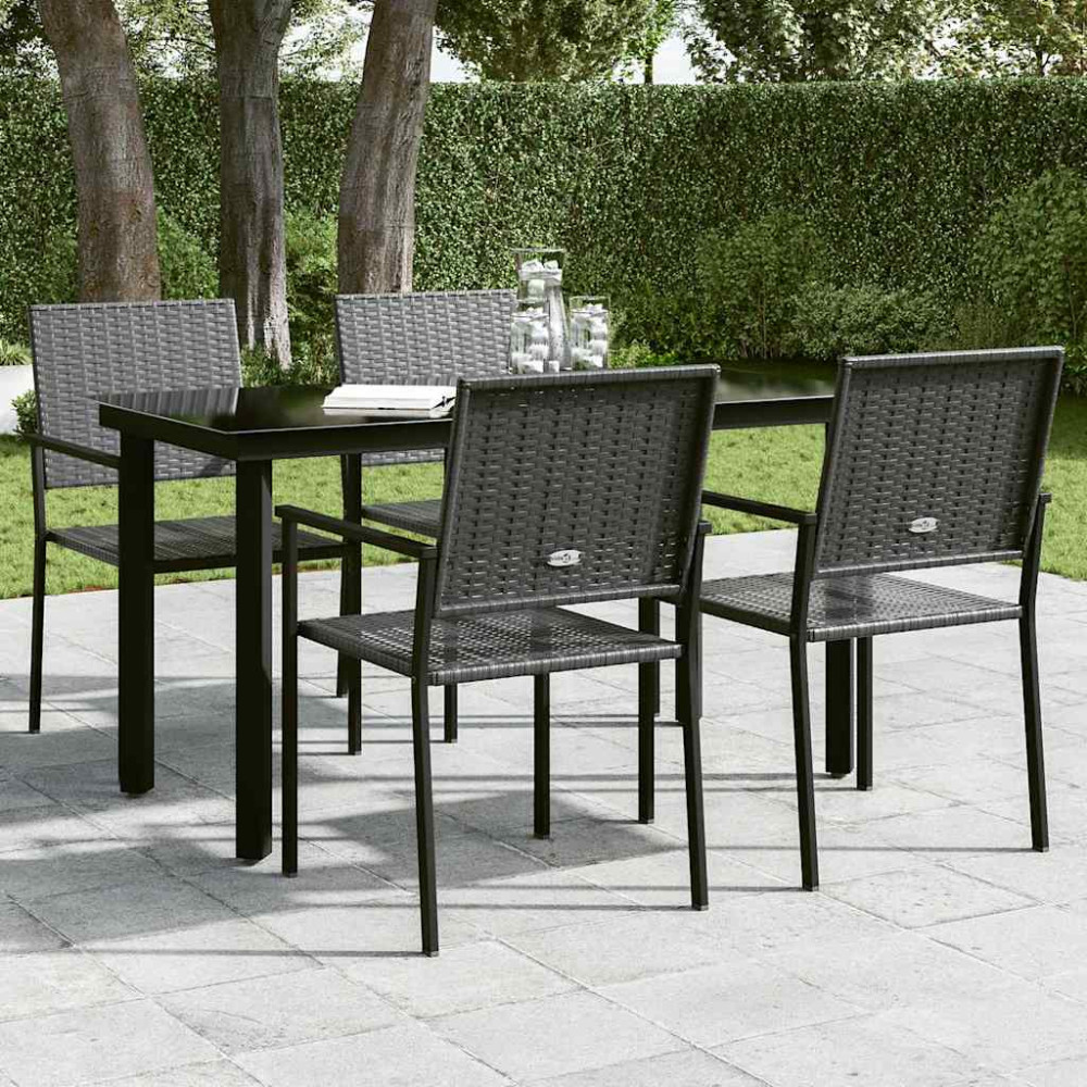 Produktbild för Trädgårdsbord svart 140x70x74 cm stål och glas