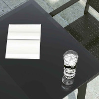 Produktbild för Trädgårdsbord svart 140x70x74 cm stål och glas