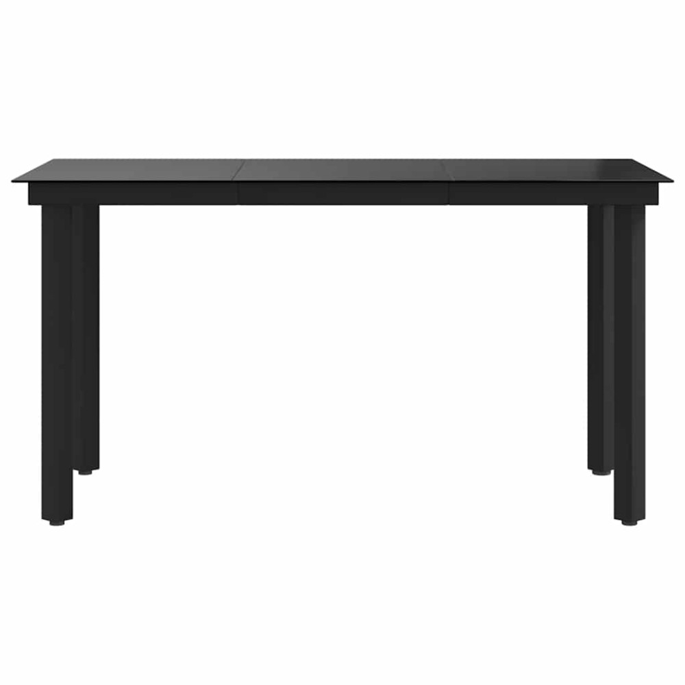 Produktbild för Trädgårdsbord svart 140x70x74 cm stål och glas