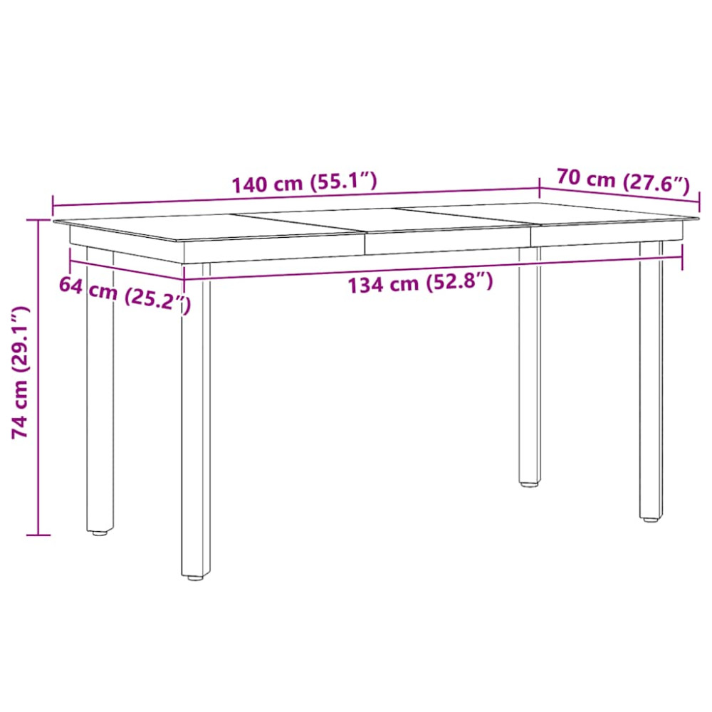 Produktbild för Trädgårdsbord svart 140x70x74 cm stål och glas