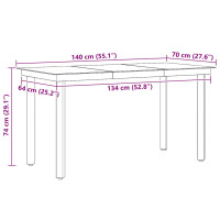 Produktbild för Trädgårdsbord svart 140x70x74 cm stål och glas