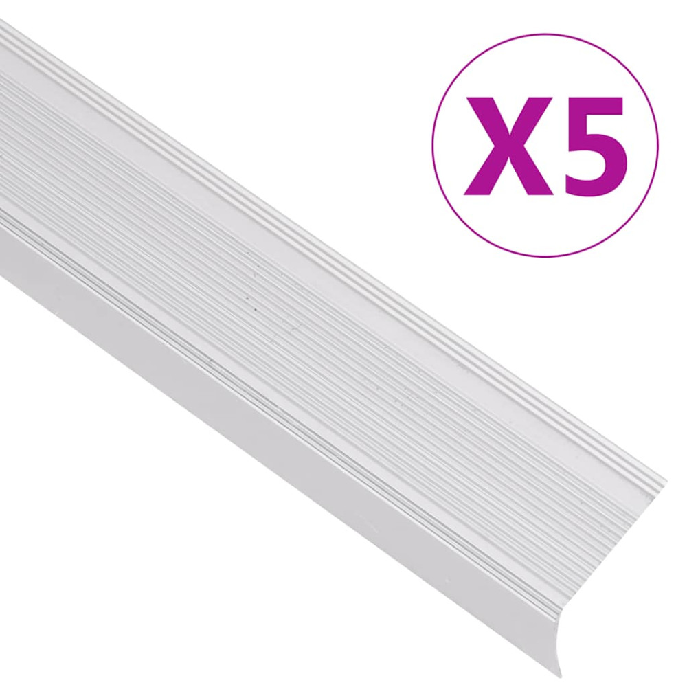 Produktbild för Trappnäsor i L-form 5 st aluminium 100 cm silver