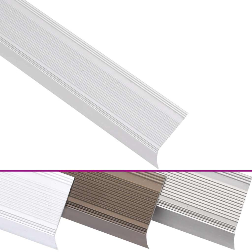 Produktbild för Trappnäsor i L-form 5 st aluminium 100 cm silver