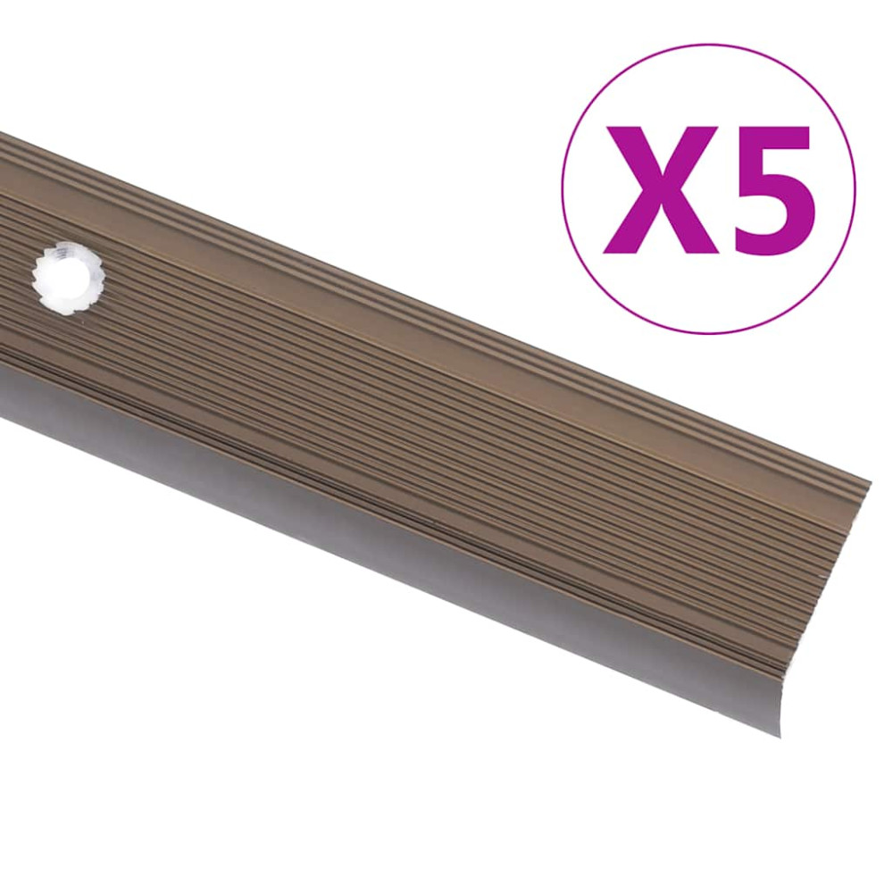 Produktbild för L-formade halkskydd för trapp 5 st aluminium 100 cm brun