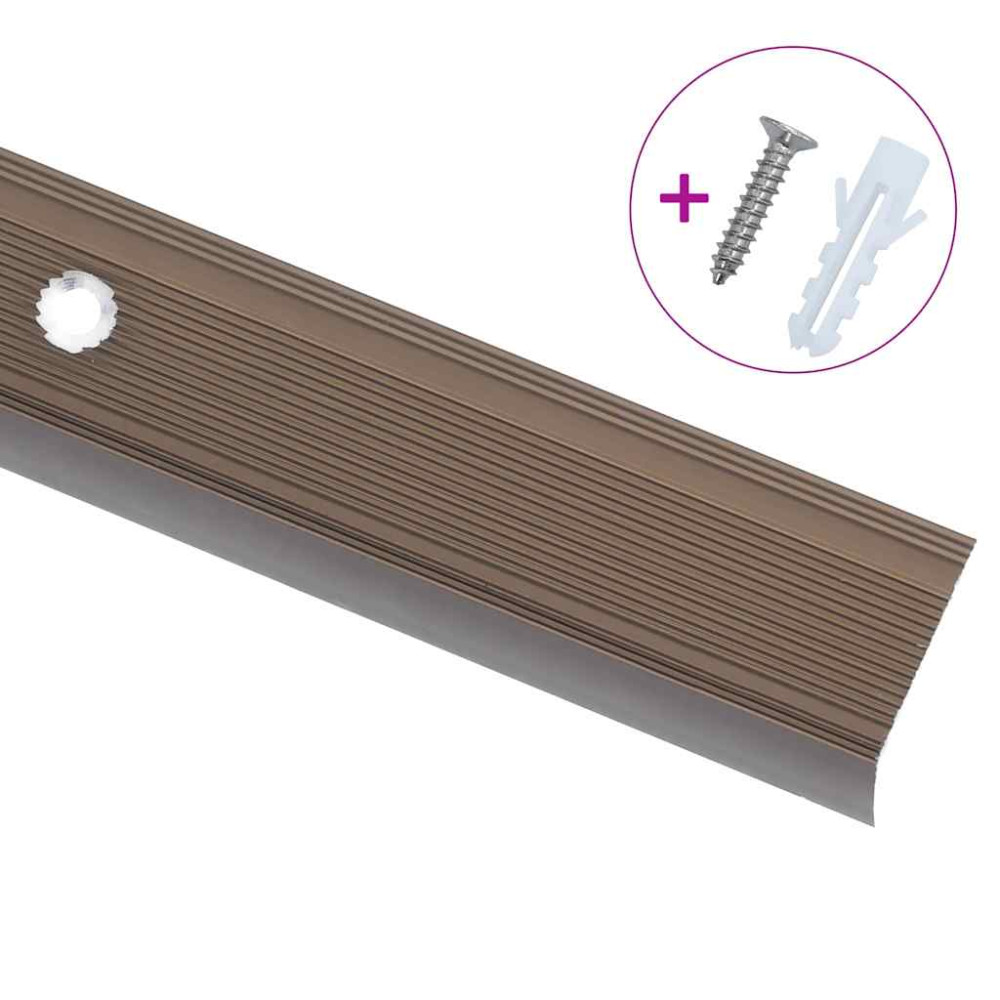 Produktbild för L-formade halkskydd för trapp 5 st aluminium 100 cm brun