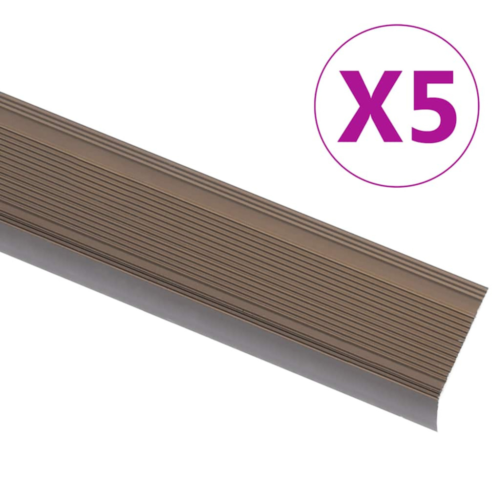 Produktbild för L-formade halkskydd för trapp 5 st aluminium 100 cm brun