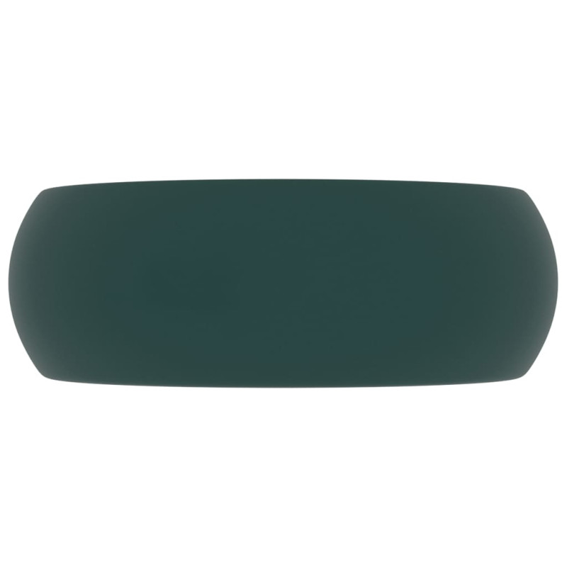 Produktbild för Lyxigt runt handfat matt mörkgrön 40x15 cm keramik