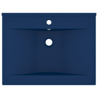 Miniatyr av produktbild för Lyxigt handfat med kranhål matt mörkblå 60x46 cm keramik
