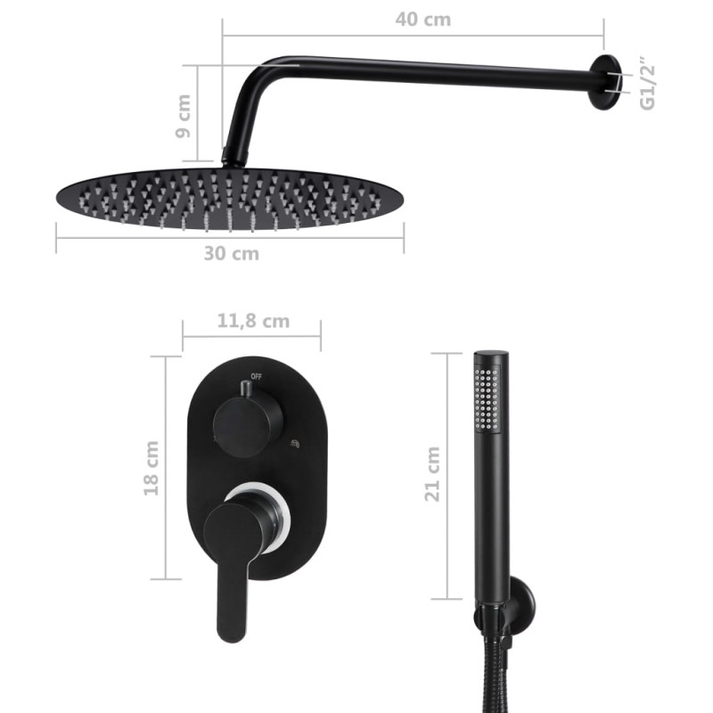 Produktbild för Duschsystem rostfritt stål 201 svart