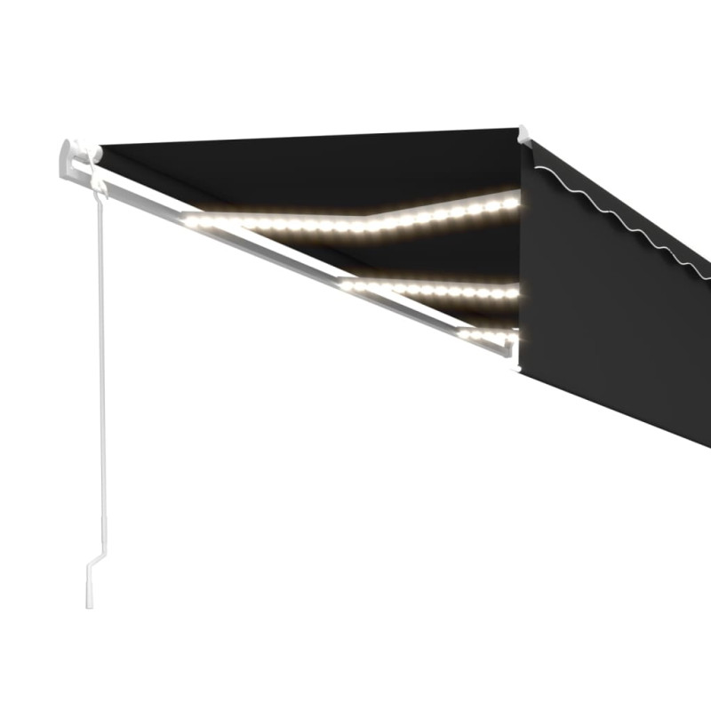 Produktbild för Automatisk markis med rullgardin vindsensor LED 6x3 m antracit