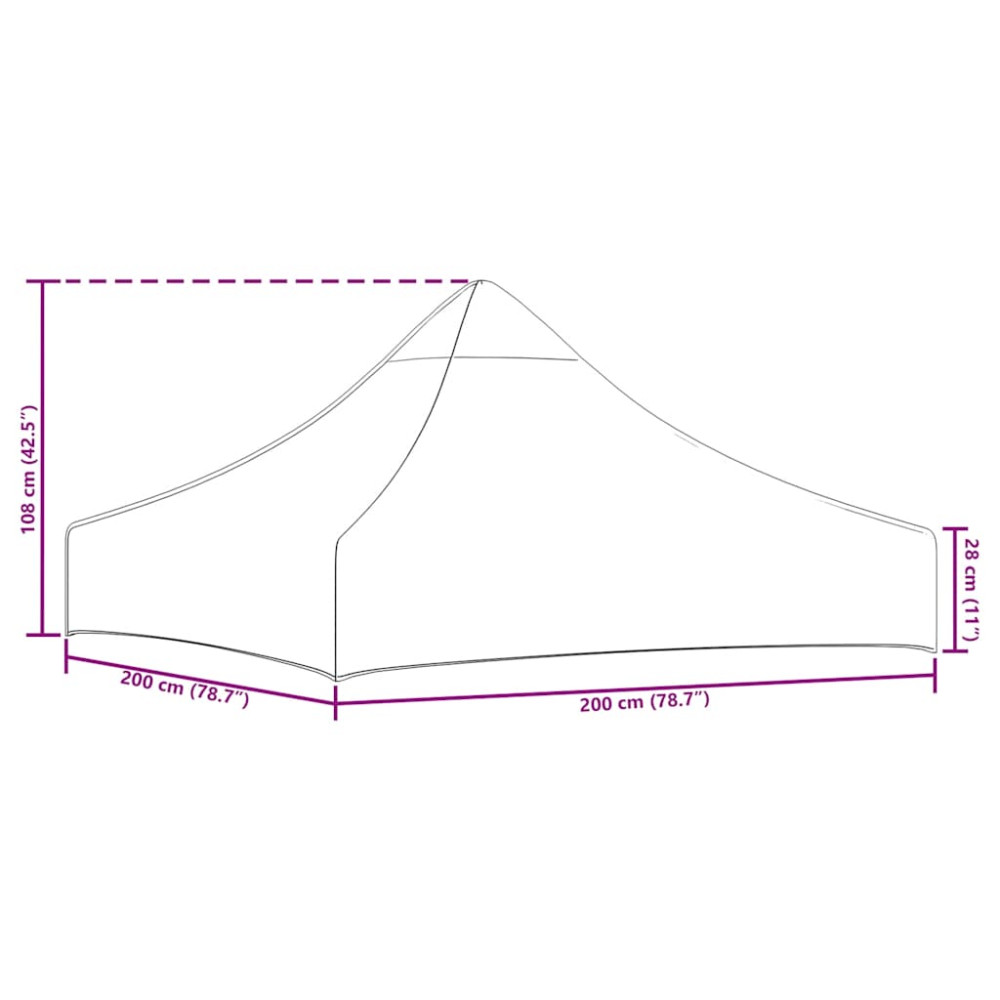 Produktbild för Tak till partytält 2x2 m svart 270 g/m²