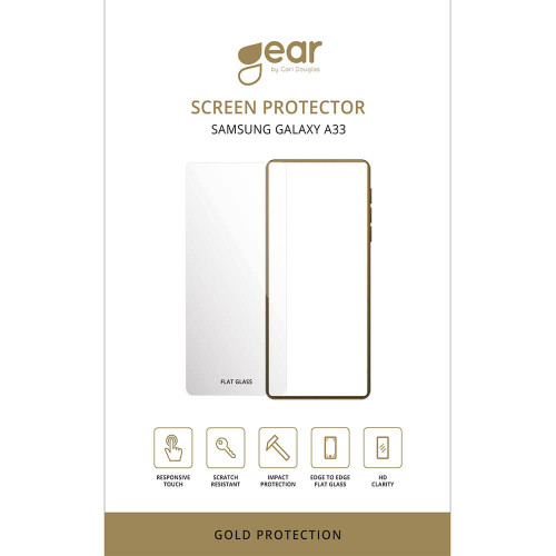 GEAR Glass Prot. Flat Case Friendly 2.5D GOLD Samsung Galaxy A33 5G