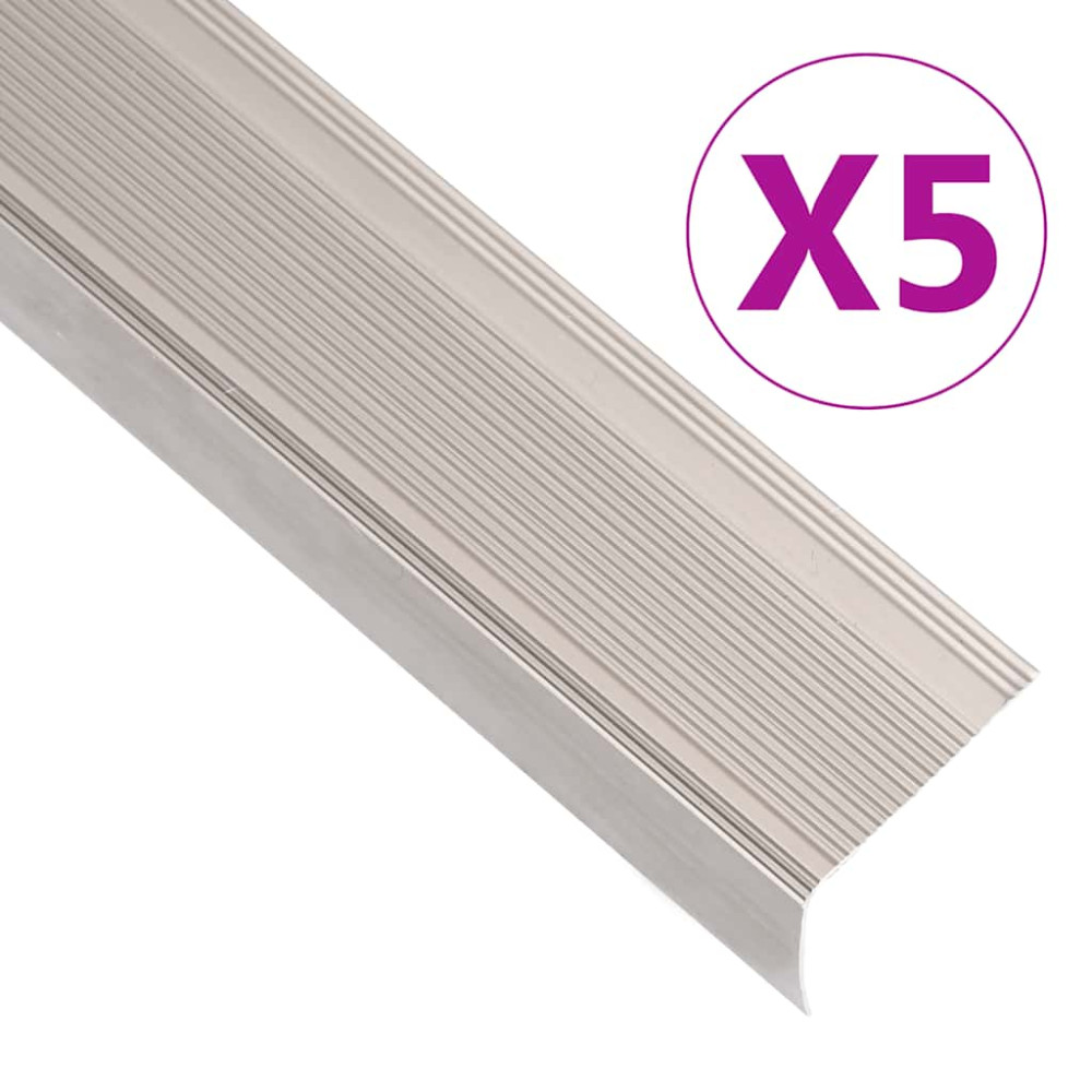 Produktbild för Trappnosar i L-form 5 st aluminium 90 cm champagne