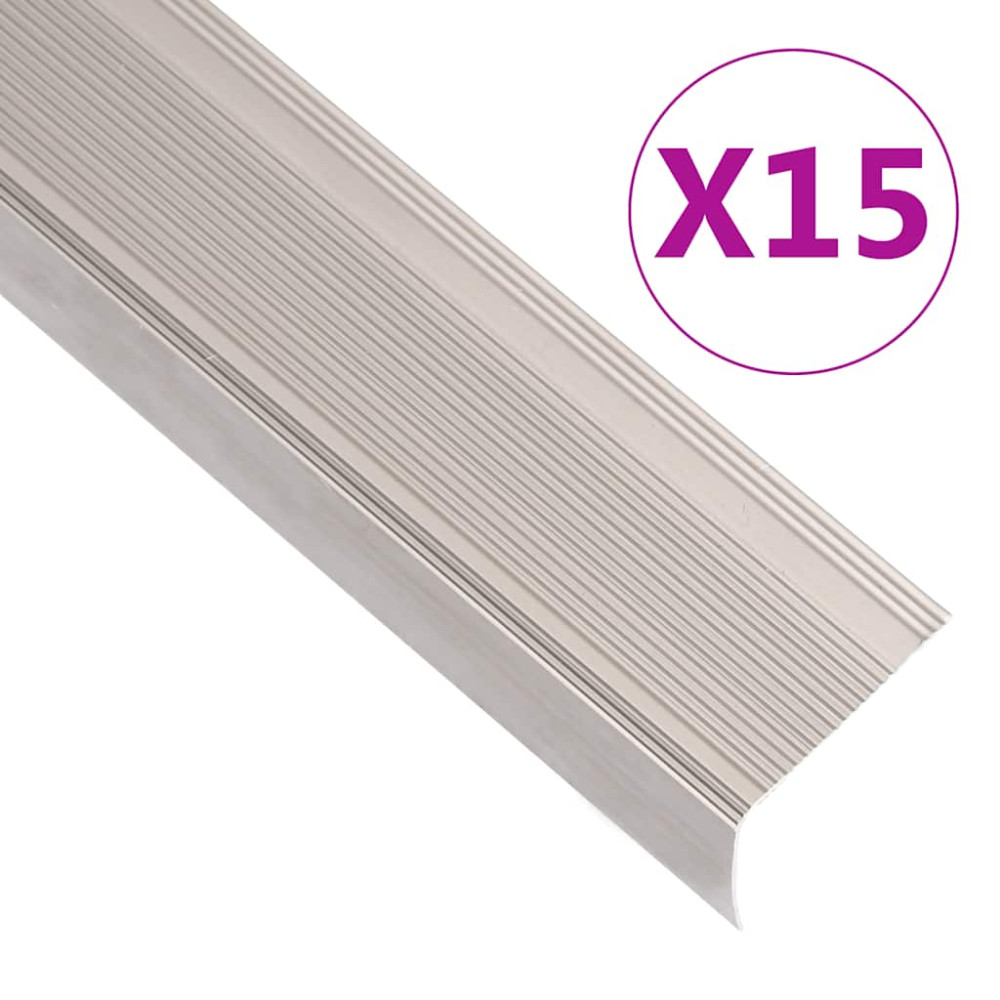Produktbild för Trappnosings i L-form 15 st aluminium 90 cm champagne