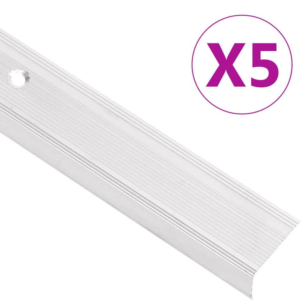 Produktbild för Trappnäsor i L-form 5 st aluminium 100 cm silver
