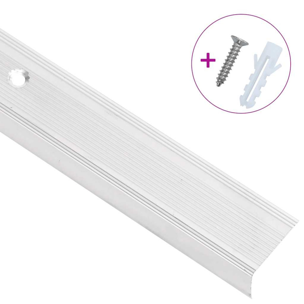 Produktbild för Trappnäsor i L-form 5 st aluminium 100 cm silver