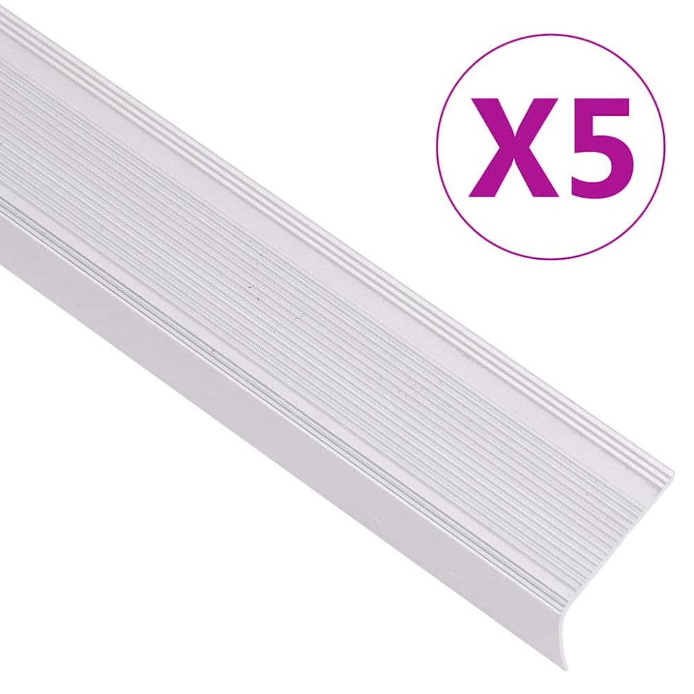 Produktbild för Trappnäsor i L-form 5 st aluminium 100 cm silver