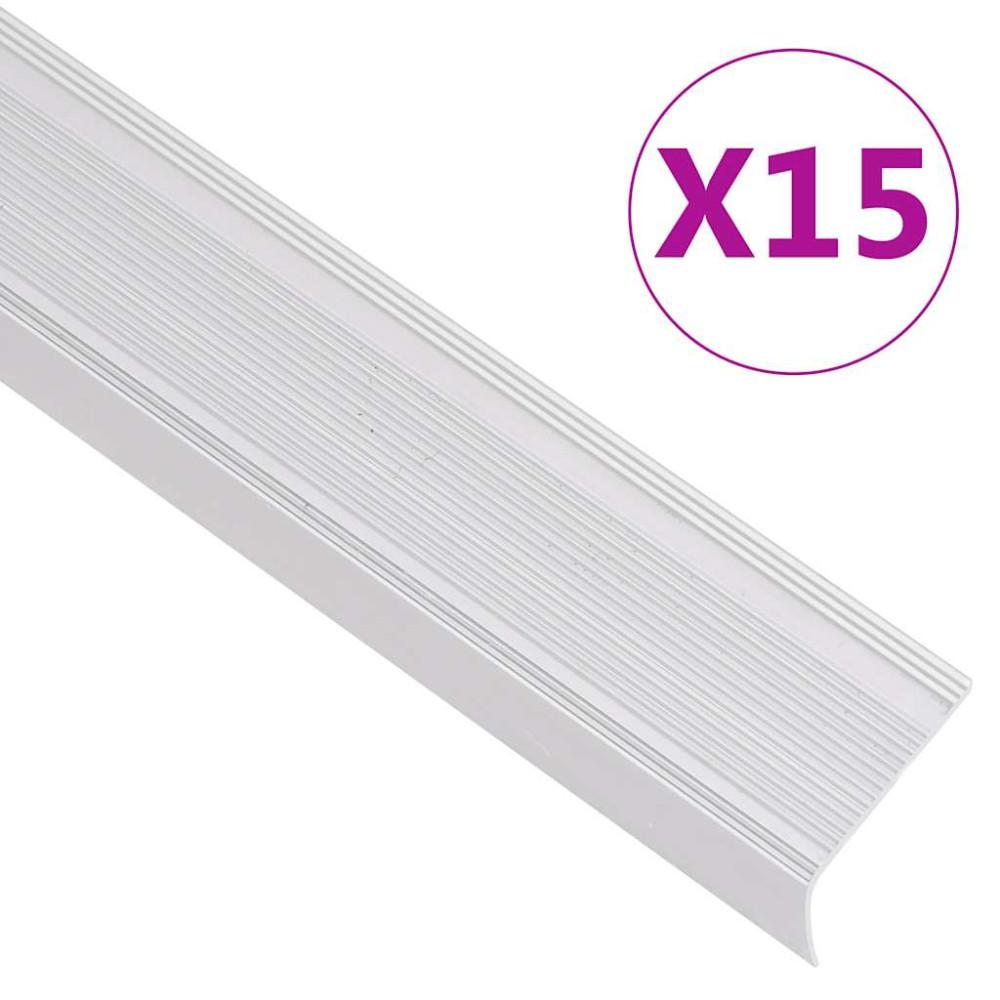 Produktbild för Trappnäsor i L-form 15 st aluminium 100 cm silver