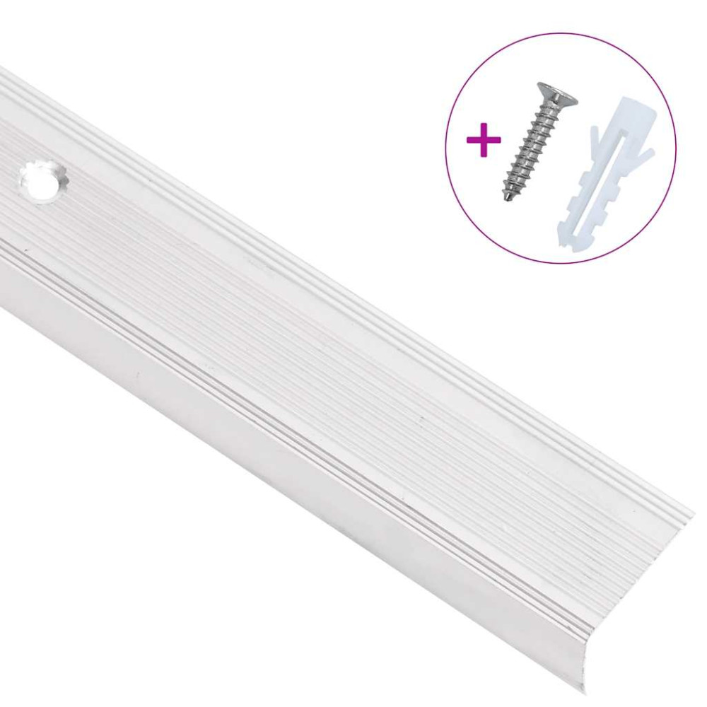 Produktbild för Trappnäsor i L-form 5 st aluminium 100 cm silver
