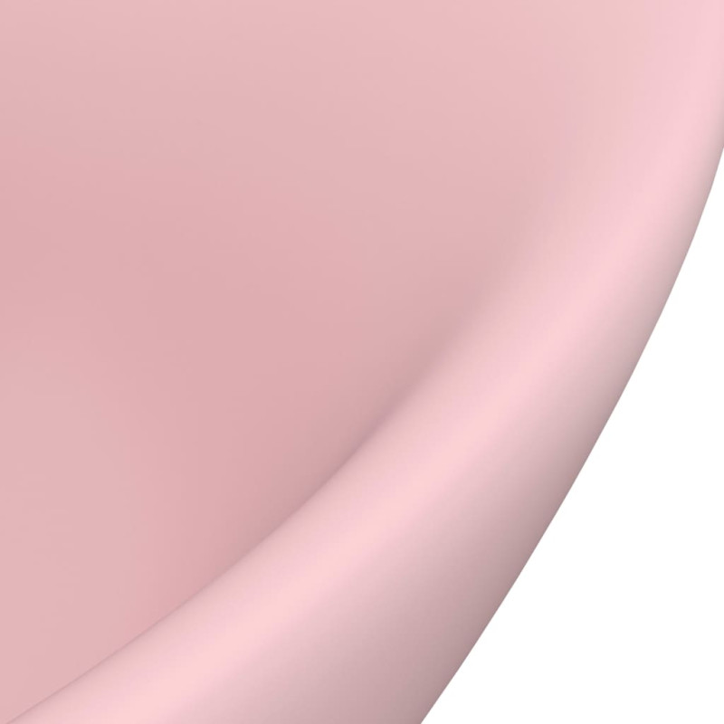 Produktbild för Ovalt handfat med bräddavlopp matt rosa 58,5x39 cm keramik