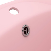 Miniatyr av produktbild för Ovalt handfat med bräddavlopp matt rosa 58,5x39 cm keramik