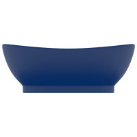 Miniatyr av produktbild för Ovalt handfat med bräddavlopp matt mörkblå 58,5x39 cm keramik