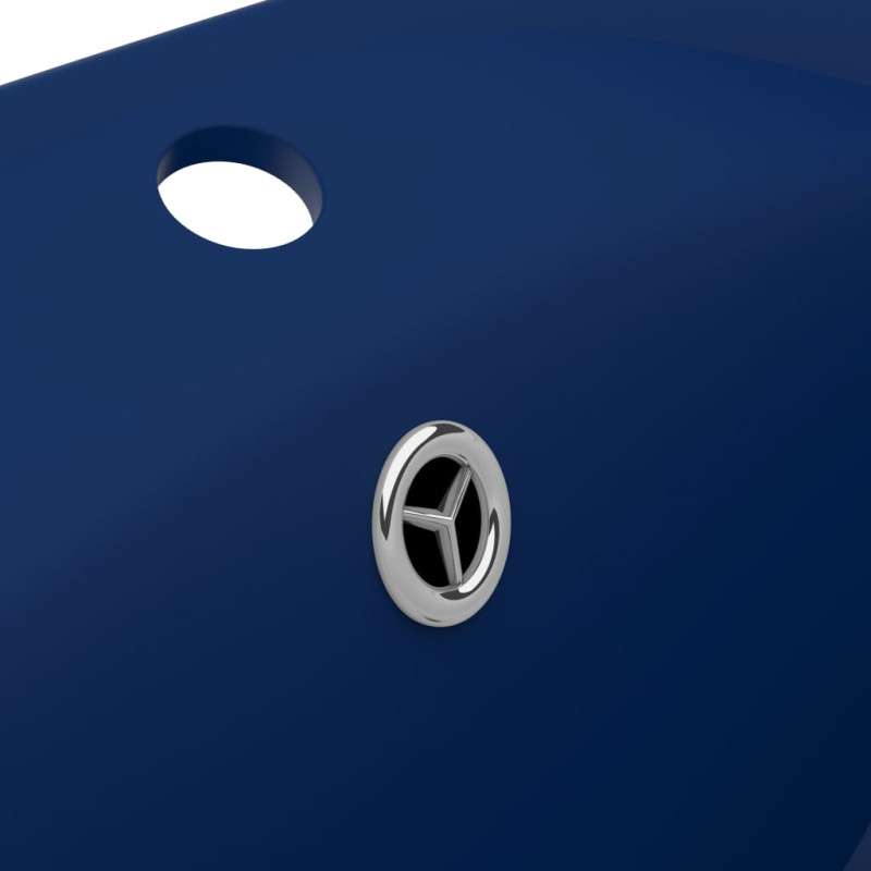 Produktbild för Ovalt handfat med bräddavlopp matt mörkblå 58,5x39 cm keramik