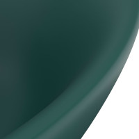 Miniatyr av produktbild för Ovalt handfat med bräddavlopp matt mörkgrön 58,5x39 cm keramik