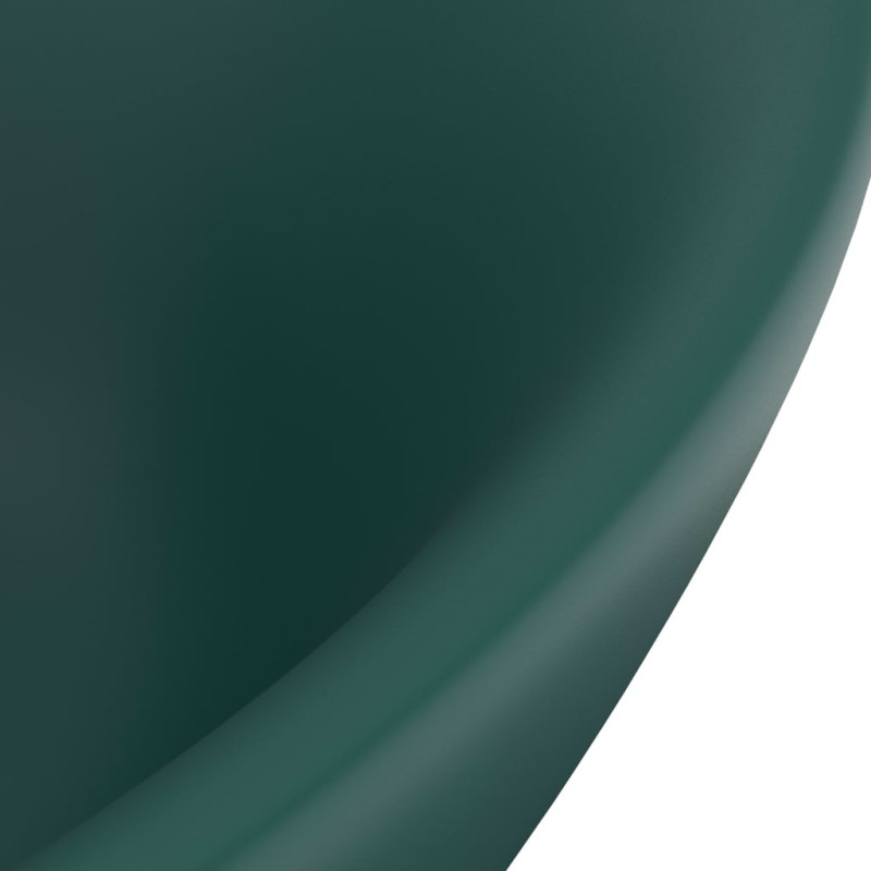 Produktbild för Ovalt handfat med bräddavlopp matt mörkgrön 58,5x39 cm keramik