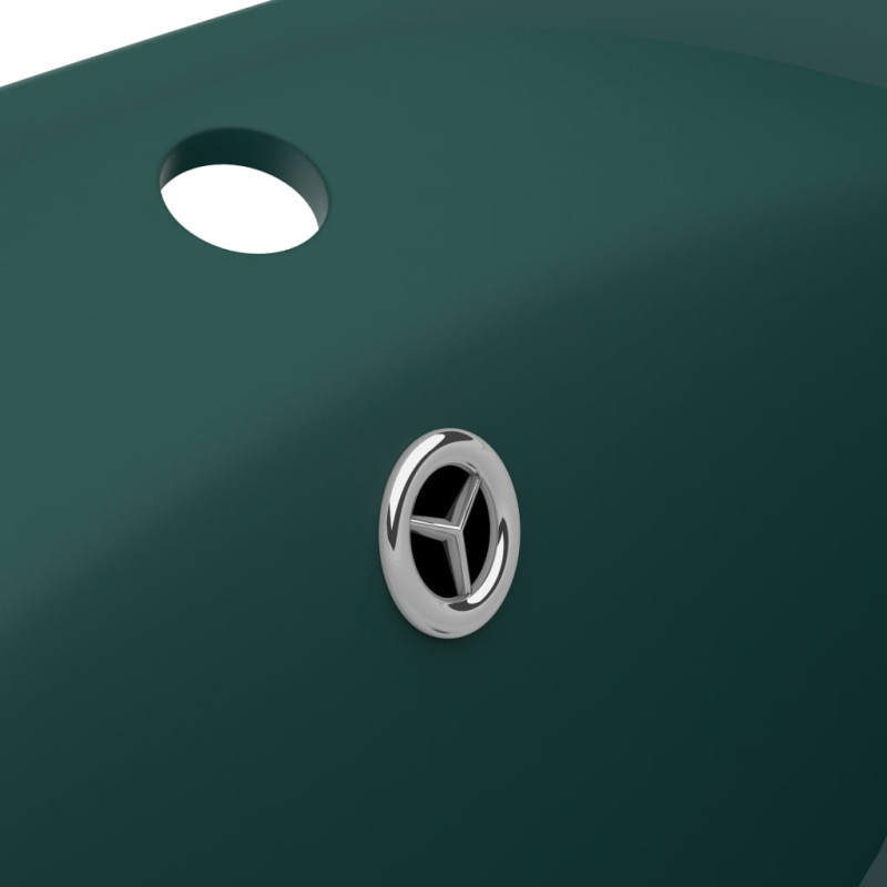 Produktbild för Ovalt handfat med bräddavlopp matt mörkgrön 58,5x39 cm keramik